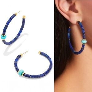Kendra Scott Insley Lapis Beaded C-Hoop Earrings NWT 98$